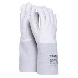 Védőkesztyű, TIG, kecskebőr, DONAU "Safety", 11/XXL méret, fehér-szürke