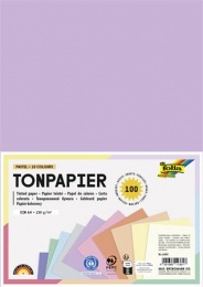Színes papír, A4, 130 g, 10x10 lap, FOLIA, „Pastel”, vegyes színek