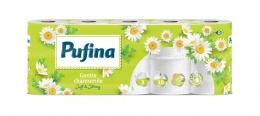 Toalettpapír, 3 rétegű, kistekercses, 10 tekercs, PUFINA "Chamomile", kamilla illattal
