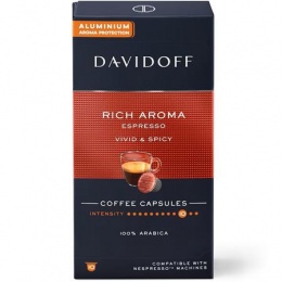 Kávékapszula, Nespresso® kompatibilis, 10 db, DAVIDOFF "Rich Aroma"