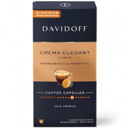 Kávékapszula, Nespresso® kompatibilis, 10 db, DAVIDOFF "Crema Elegant Lungo"