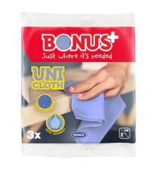 Törlőkendő, univerzális, perforált, 3 db BONUS "UNI"
