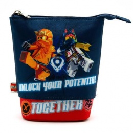 Tolltartó, cipzáras, pop-up, LEGO "Ninjago Together", kék-piros-mintás