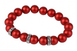 Karkötő, tűzpiros SWAROVSKI® gyöngyből, fehér rondella kristállyal, 10mm, ART CRYSTELLA® M