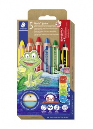 Színes ceruza készlet, grafitceruzával, hegyezővel,  jumbo, STAEDTLER "Noris® junior 140", 5+1 szín