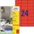 Etikett, 70x37 mm, színes, AVERY ZWECKFORM, piros, 2400 etikett/csomag