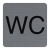 Információs tábla, öntapadó, 7,5x7,5 cm, alumíniumhatású, EXACOMPTA, "WC"